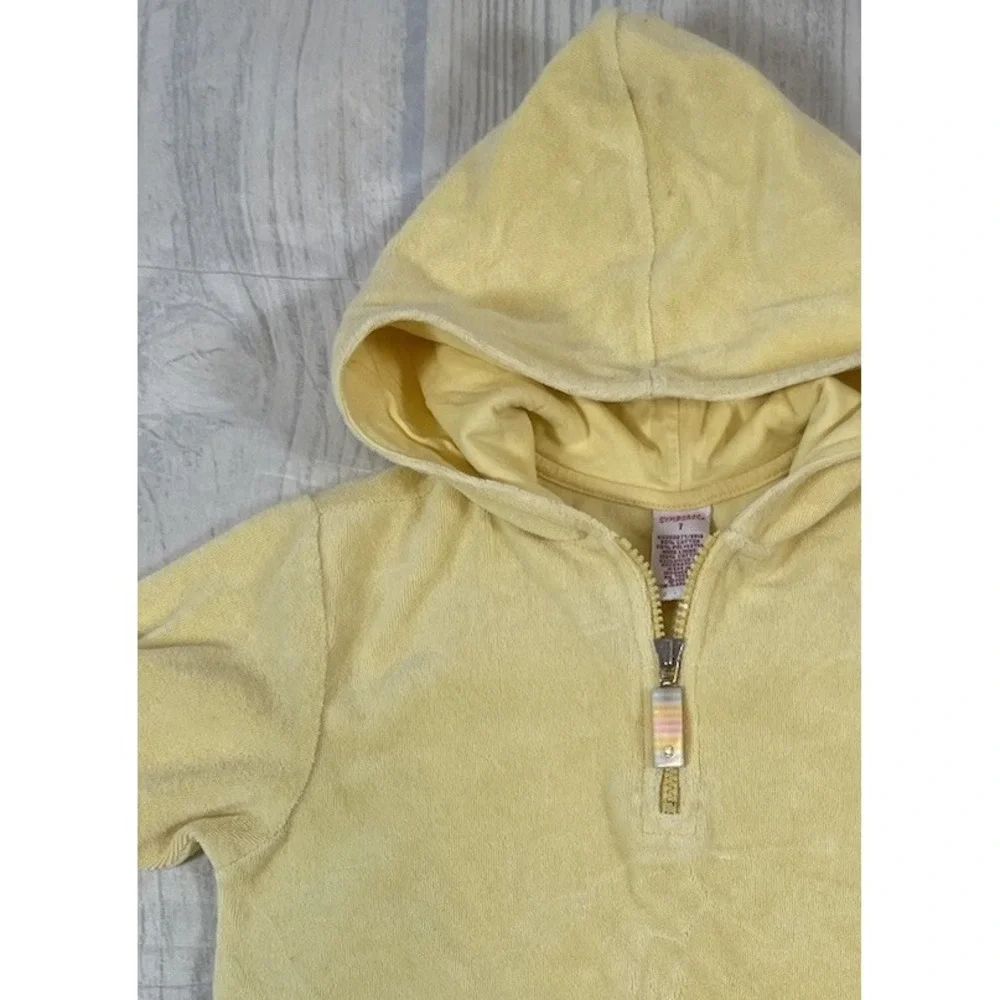 Gymboree RAINBOW‎ SHERBET  1/4 Zip Yellow Terry Cloth Hooded Top Girls Size 7